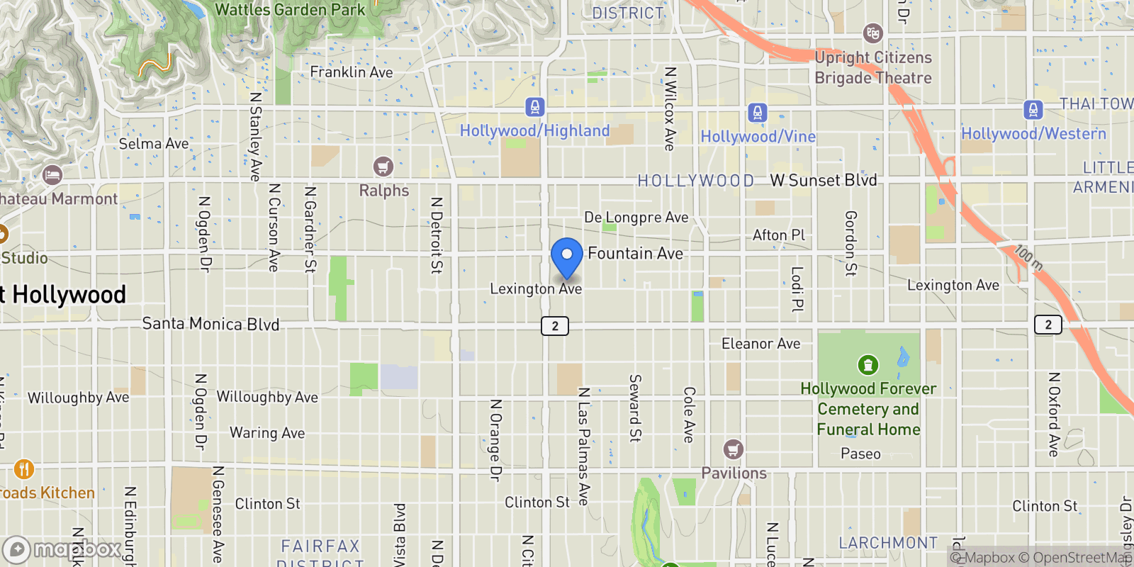 Map showing 6736 W Hepburn Way, Los Angeles, California, United States.