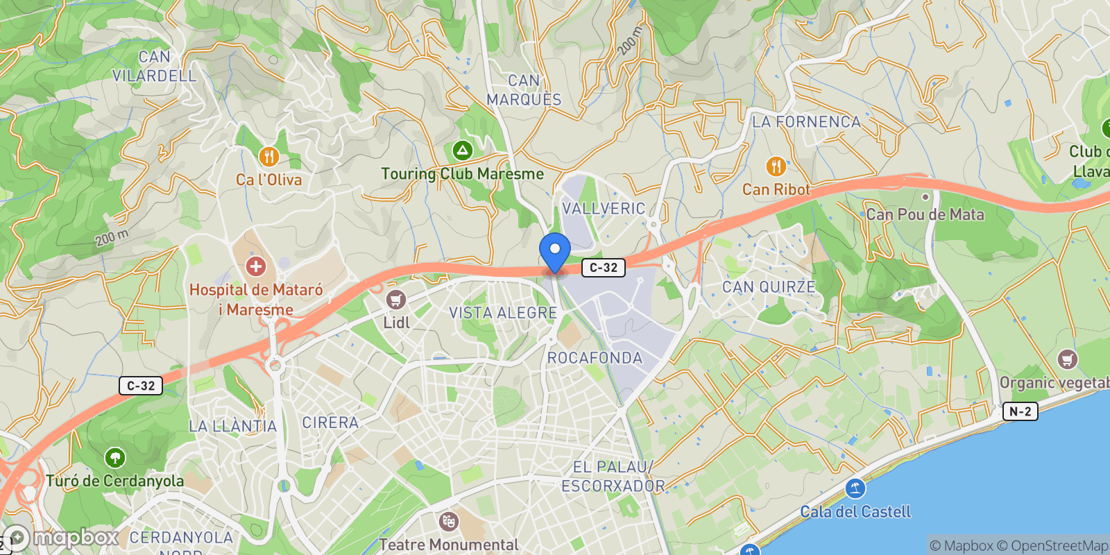 Map showing Mataro, Catalonia, Spain.