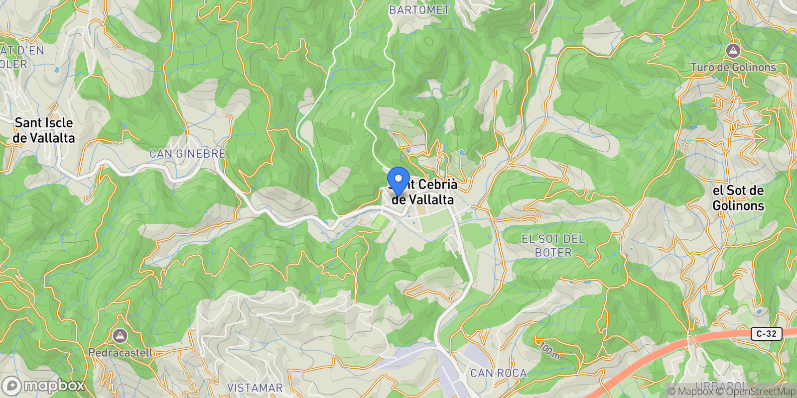 Map showing 08396 Sant Cebrià de Vallalta, Barcelona, Spain, Sant Cebria de Vallalta, Catalonia, Spain.