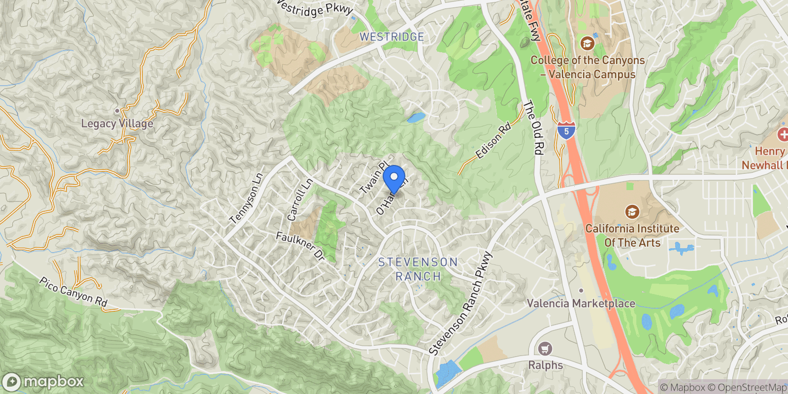 Map showing 26056 Ohara Lane, Stevenson Ranch, California, United States.