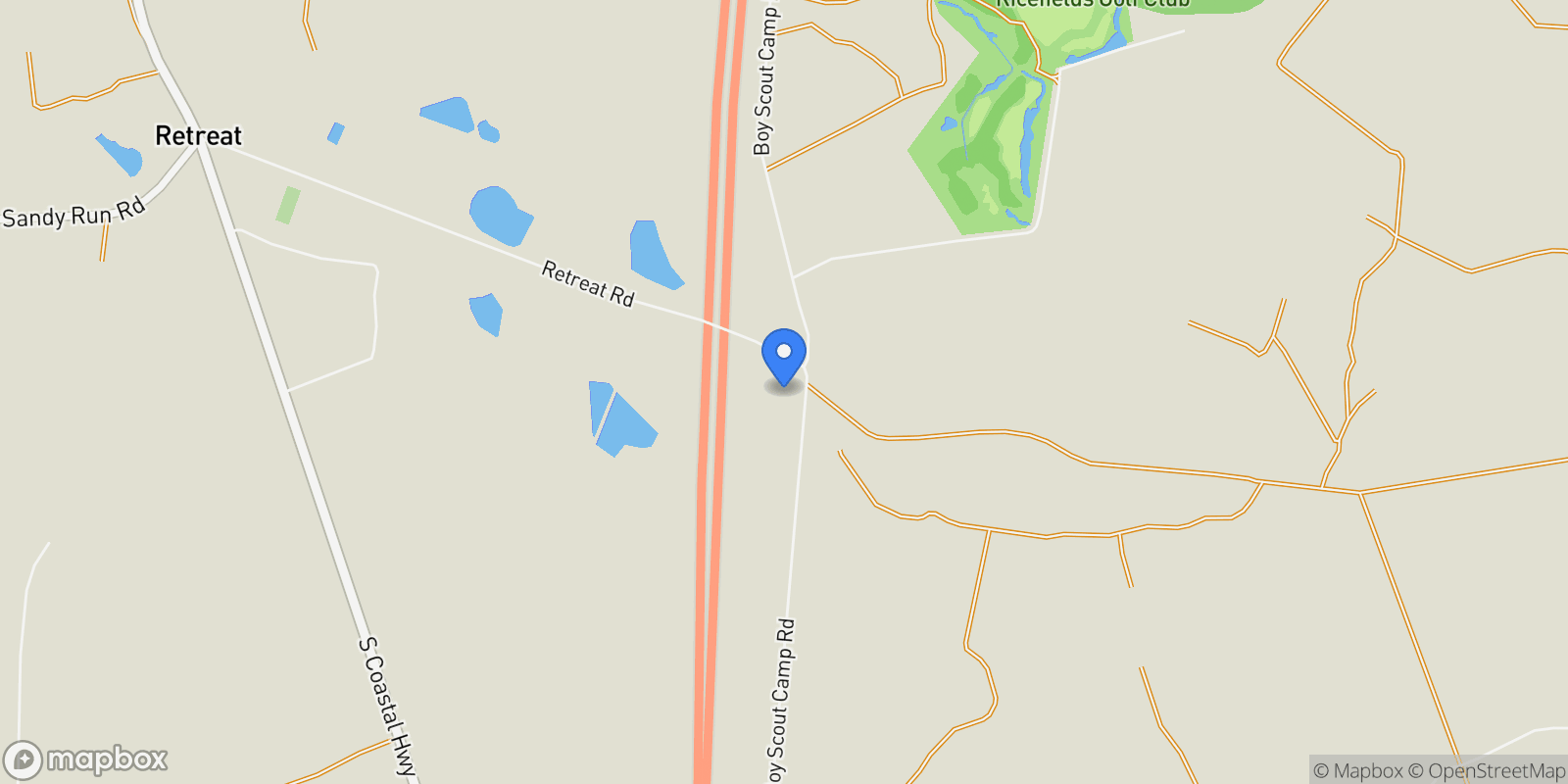 Map showing 1300 Retreat Rd, Riceboro, GA 31323, Riceboro, Georgia, United States.