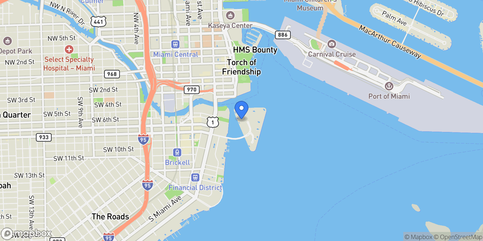 Map showing 701 Brickell Key Blvd 1512, Miami, Florida, United States.