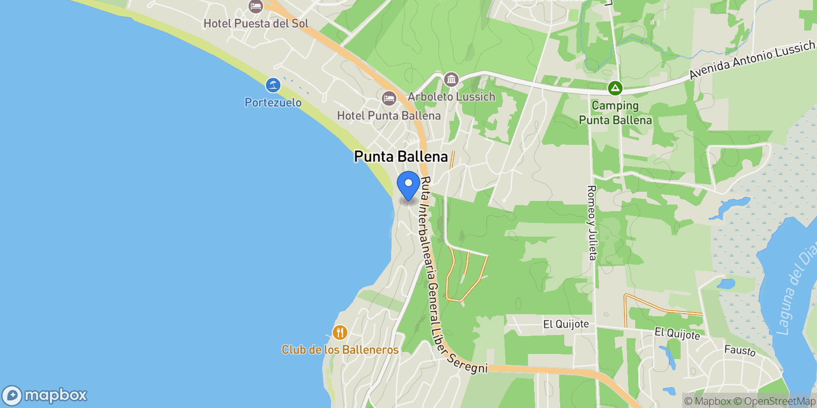 Map showing Yabirú, 20003 Punta Ballena, Departamento de Maldonado, Uruguay, Punta Ballena, Maldonado Department, Uruguay.