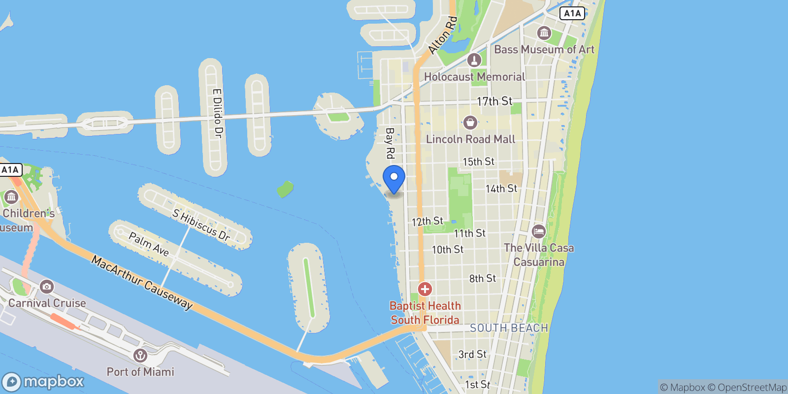 Map showing 1330 West Ave 3007, Miami Beach, Florida, United States.