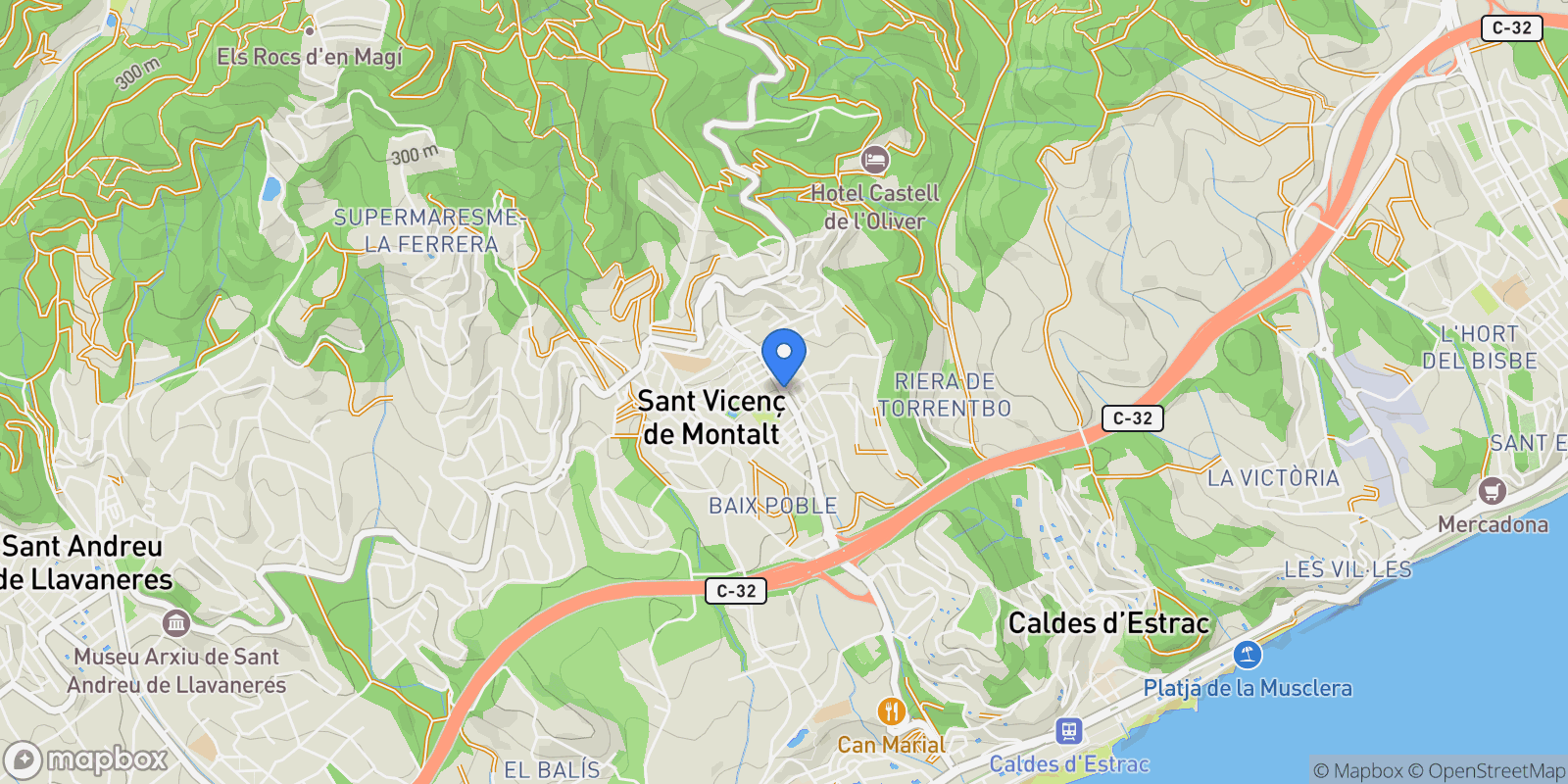 Map showing Sant Vicenç de Montalt, Barcelona, Spain, Sant Vicenc de Montalt, Catalonia, Spain.