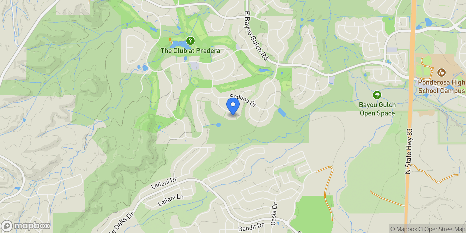 Map showing 4735 Desperado Way, Parker, Colorado, United States.