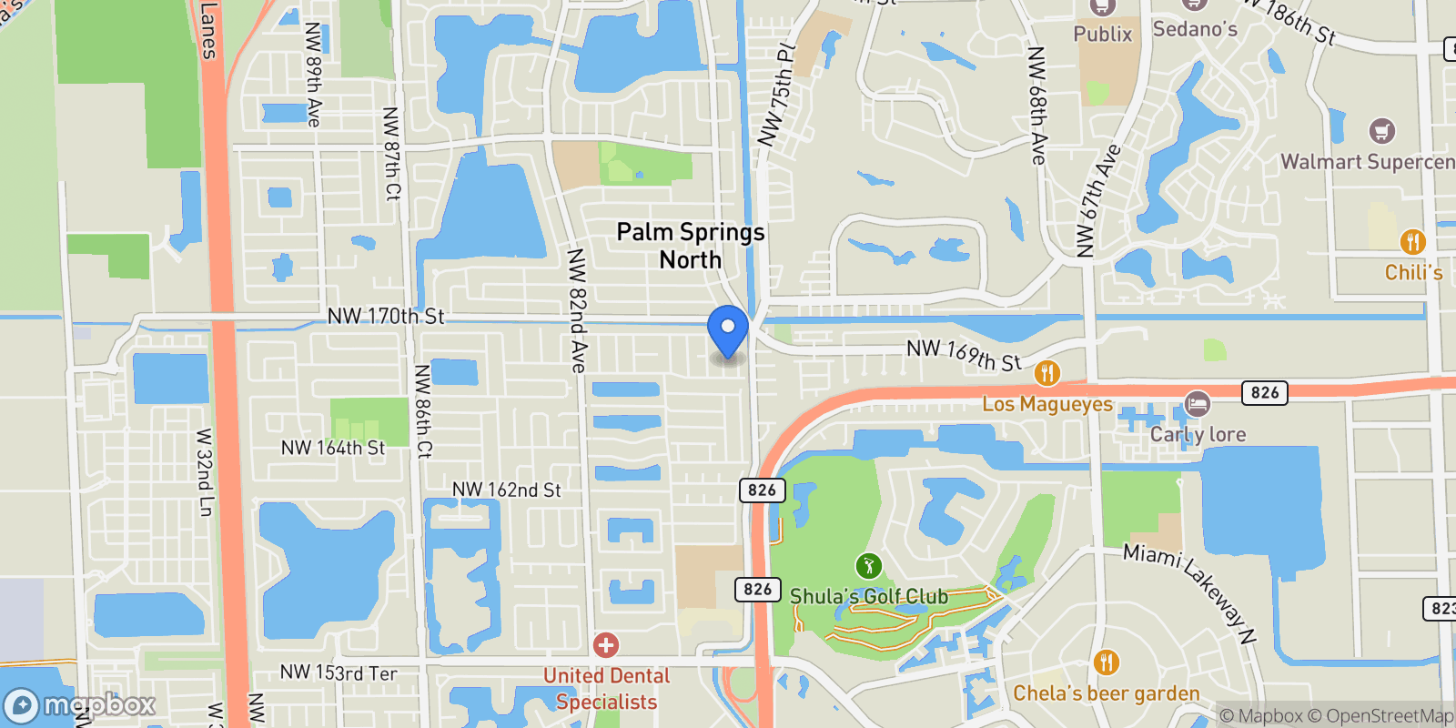Map showing 16763 NW 77th Path, Hialeah, Florida, United States.