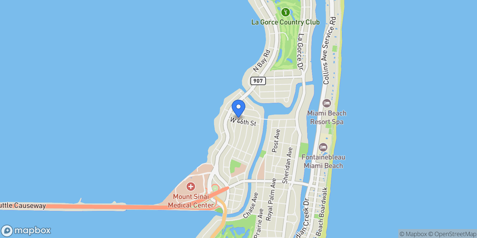 Map showing 1021 W 46th St, Miami Beach, Florida, United States.