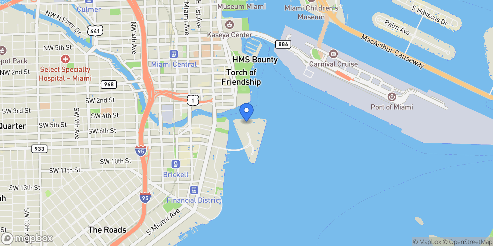Map showing 900 Brickell Key Blvd 1502, Miami, Florida, United States.
