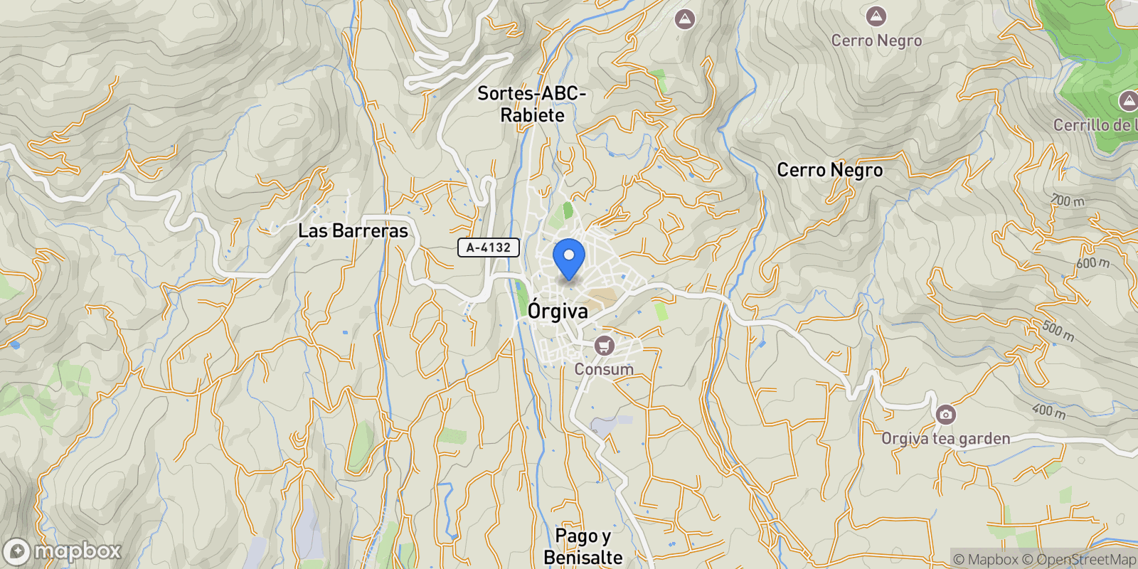 Map showing 18400 Órgiva, Granada, Spain, Orgiva, Andalusia, Spain.