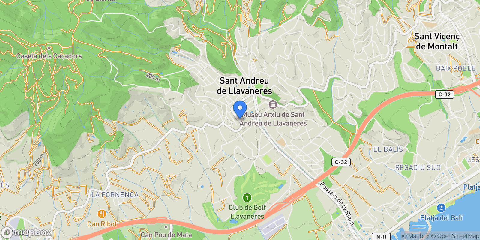 Map showing Avinguda de Catalunya, 63, 08392 Sant Andreu de Llavaneres, Barcelona, Spain, Sant Andreu de Llavaneres, Catalonia, Spain.
