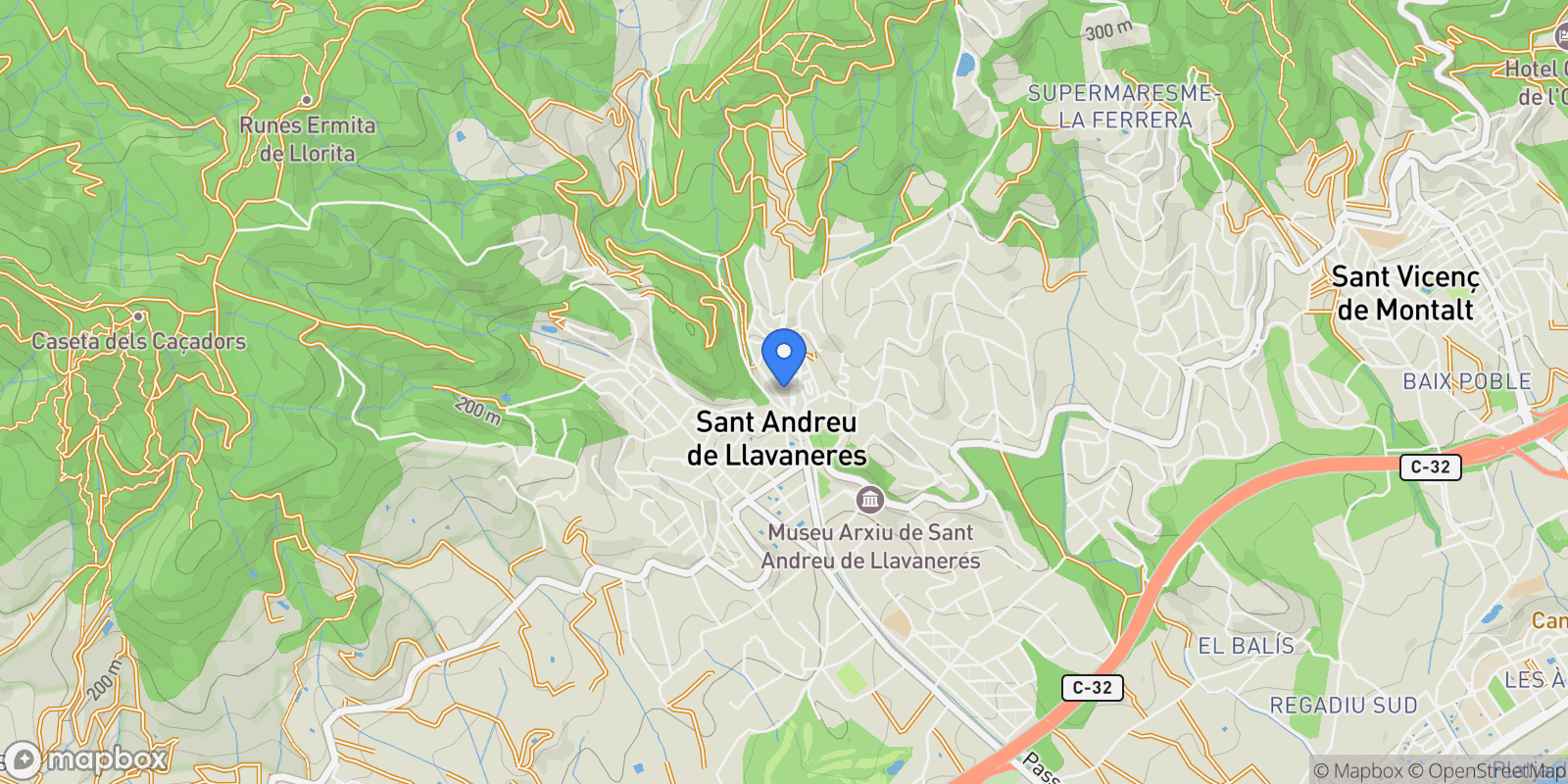 Map showing Sant Andreu de Llavaneres, Katalonien, Sant Andreu de Llavaneres, Sant Andreu de Llavaneres, Catalonia, Spain.