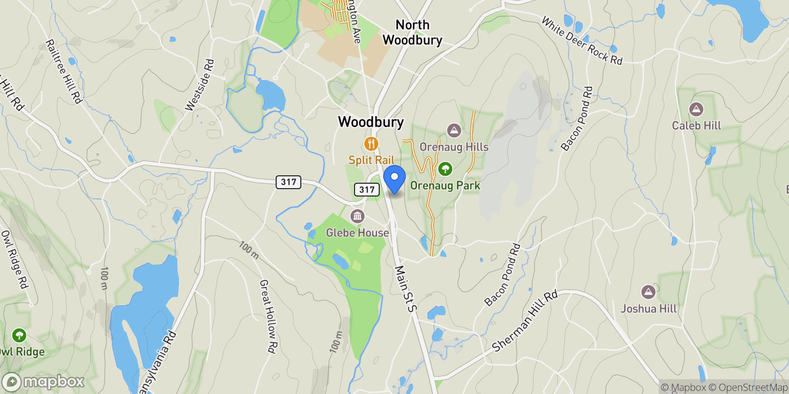 Map showing 337 Main Street South, Woodbury, Connecticut, United States.