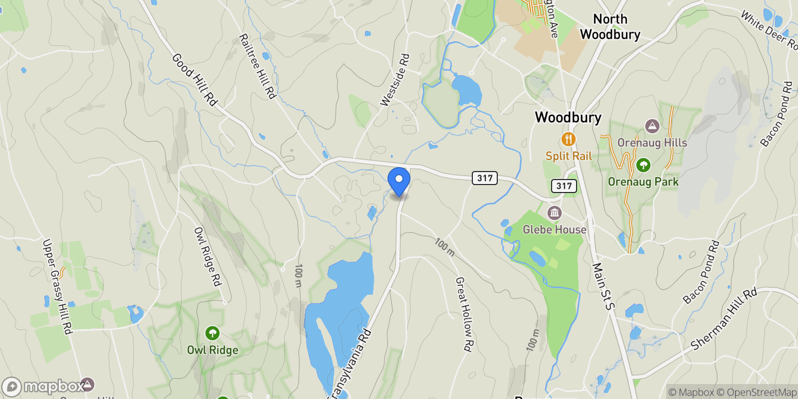 Map showing 34 Transylvania Road, Woodbury, Connecticut, United States.