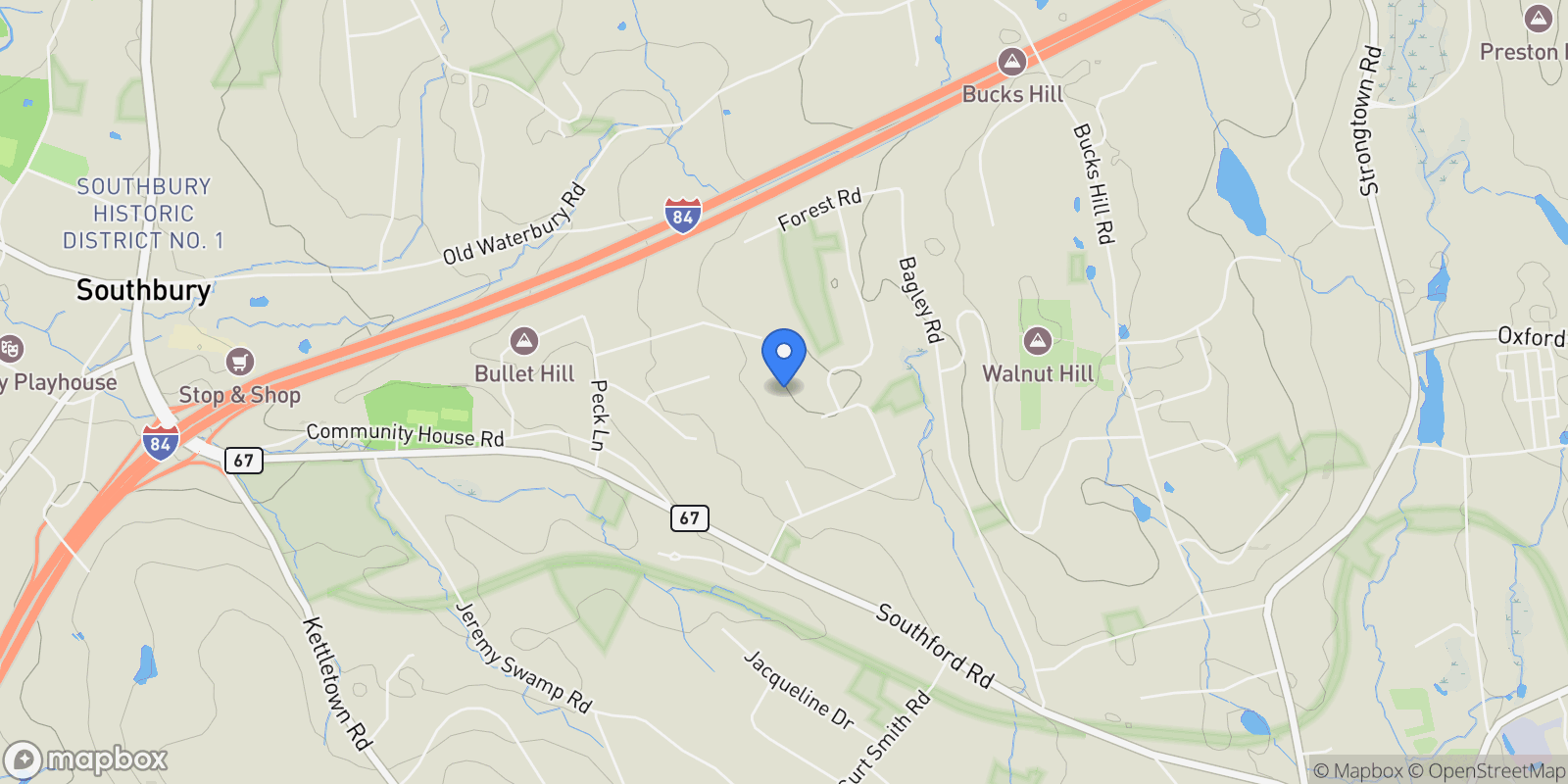Map showing 144 Fox Run Drive, Southbury, Connecticut, United States.