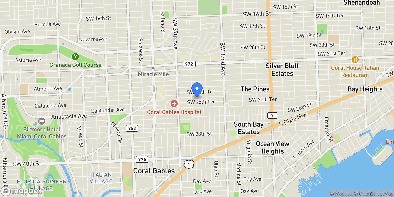 Map showing 3520 SW 25th St, Miami, Florida, United States.