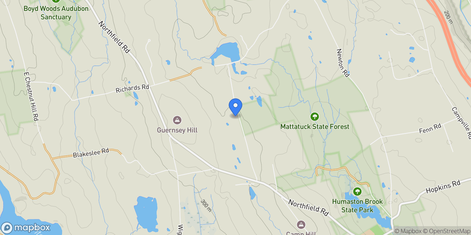 Map showing 73 Mcbride Road, Litchfield, Connecticut, United States.