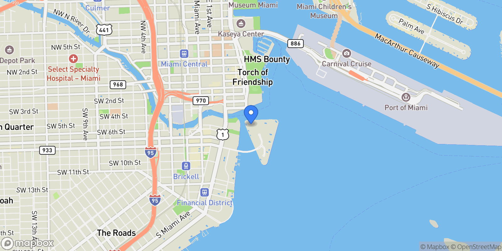 Map showing 901 Brickell Key Blvd 3607, Miami, Florida, United States.