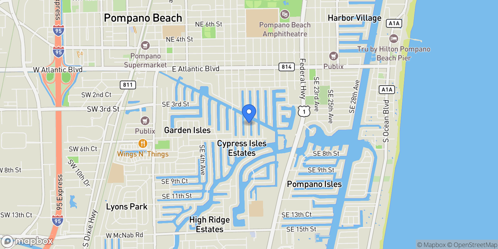Map showing 440 SE 8th Ave, Pompano Beach, Florida, United States.