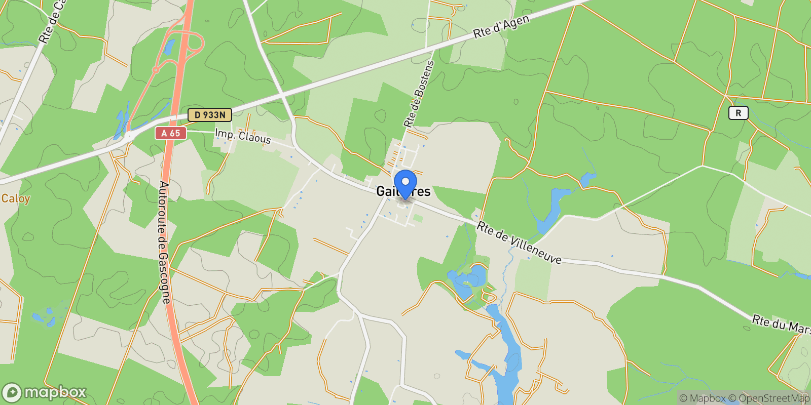 Map showing Gaillères, Gaillères, Gaillères, Nouvelle-Aquitaine, France.