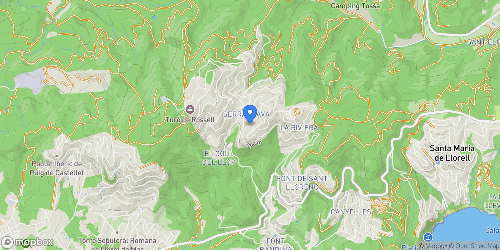 Map showing Serra Brava, Lloret de Mar, GIRONA, Lloret de Mar, Lloret de Mar, Catalonia, Spain.