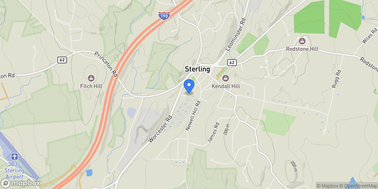 Map showing 223 Worcester Road, Sterling, MA 01564, Sterling, Massachusetts, United States.