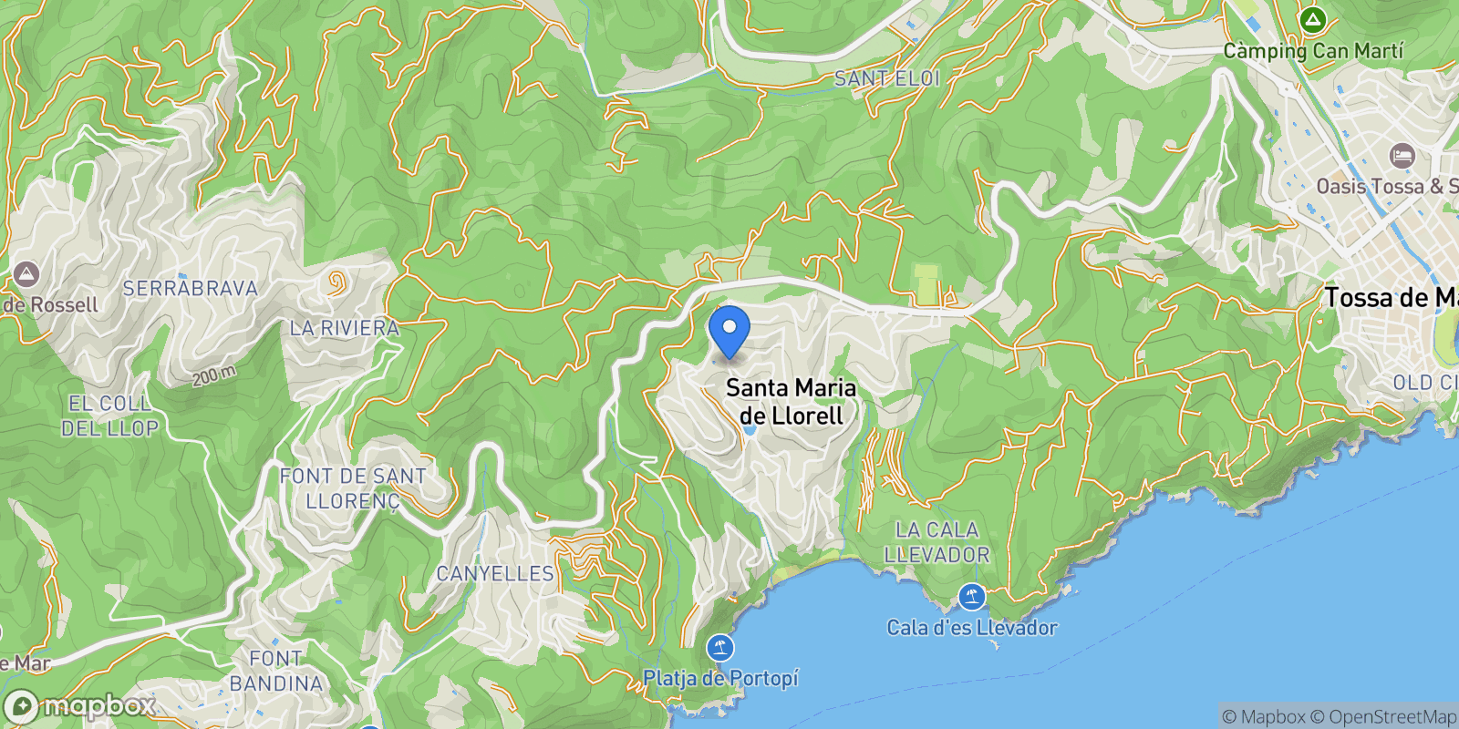 Map showing Santa Maria de Lorell, Tossa de Mar, GIRONA, Tossa de Mar, Tossa de Mar, Catalonia, Spain.