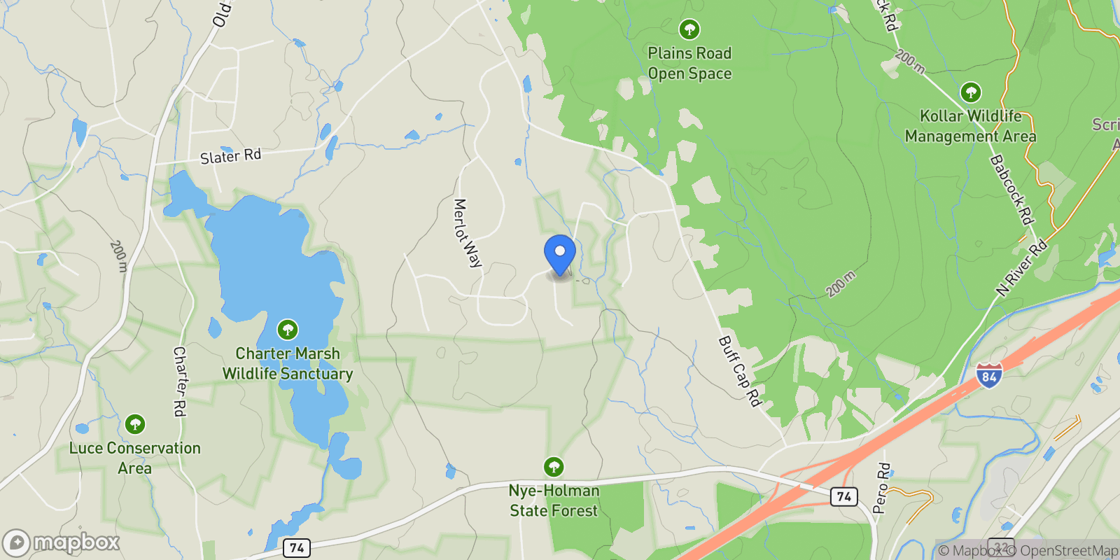 Map showing 5 Melissa Way, Tolland, Connecticut, United States.