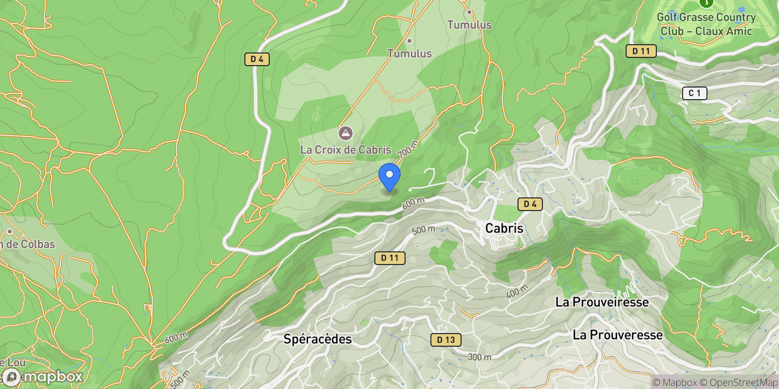 Map showing Cabris, Provence-Alpes-Côte d'Azur, France.