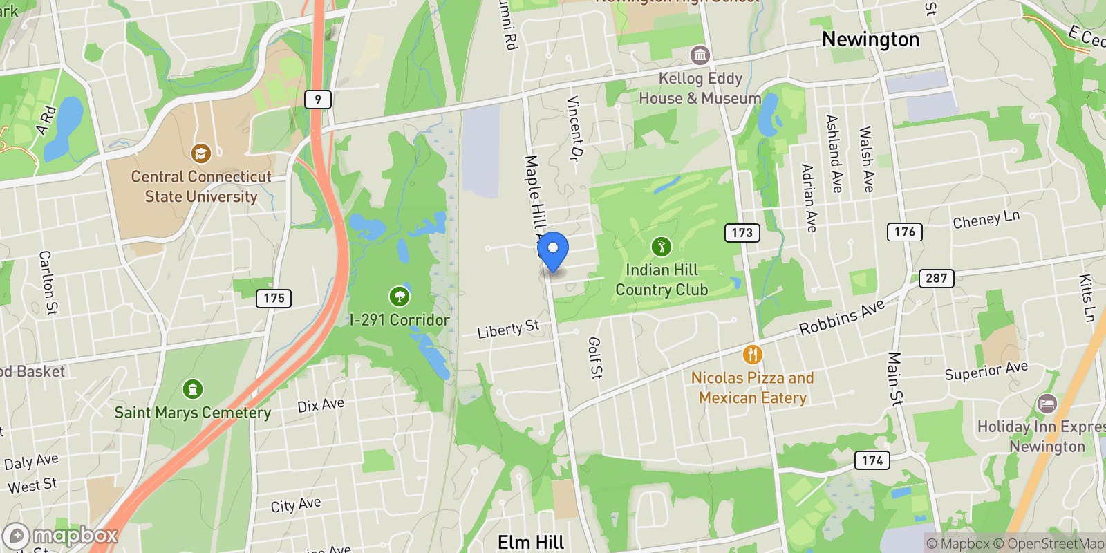 Map showing 248 Maple Hill Avenue, Newington, Connecticut, United States.