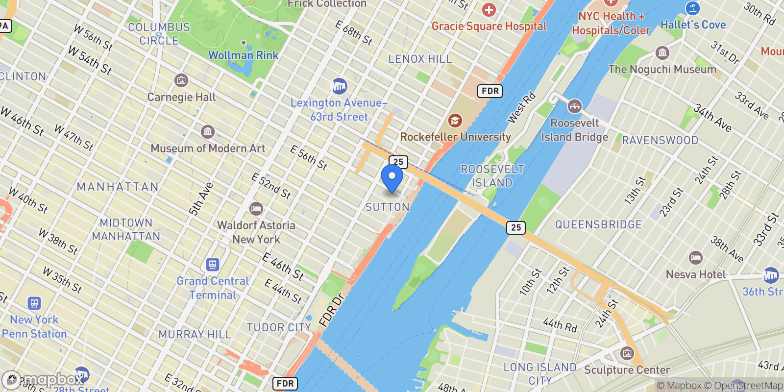 Map showing 444 East 57th Street 6D, New York, NY 10022, New York, New York, United States.
