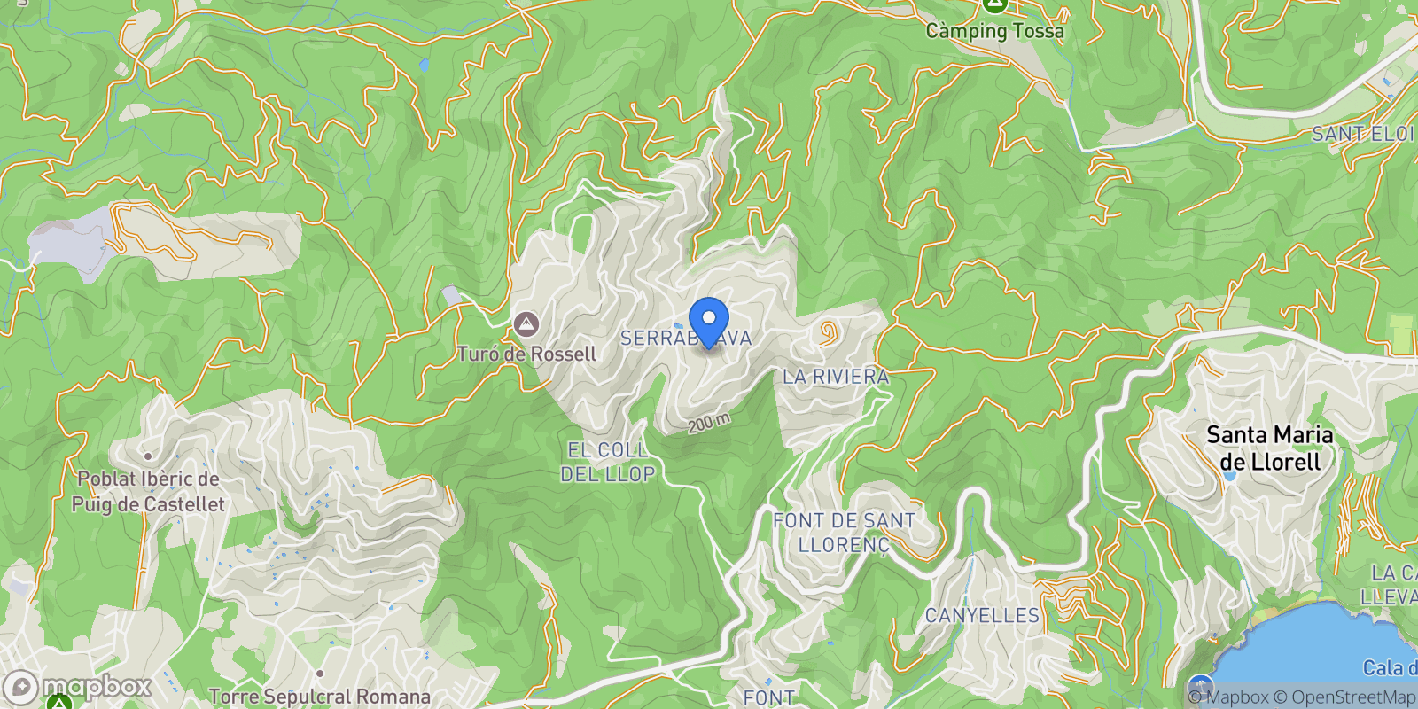Map showing Serra Brava, Lloret de Mar, GIRONA, Lloret de Mar, Lloret de Mar, Catalonia, Spain.