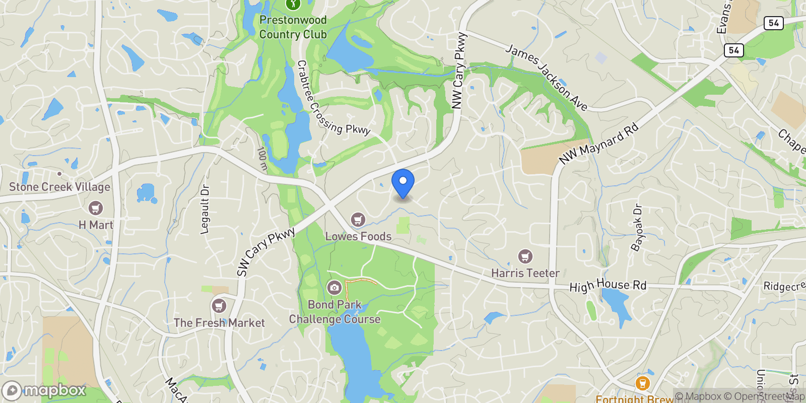 Map showing 303 Roebling Lane, Cary, North Carolina, United States.