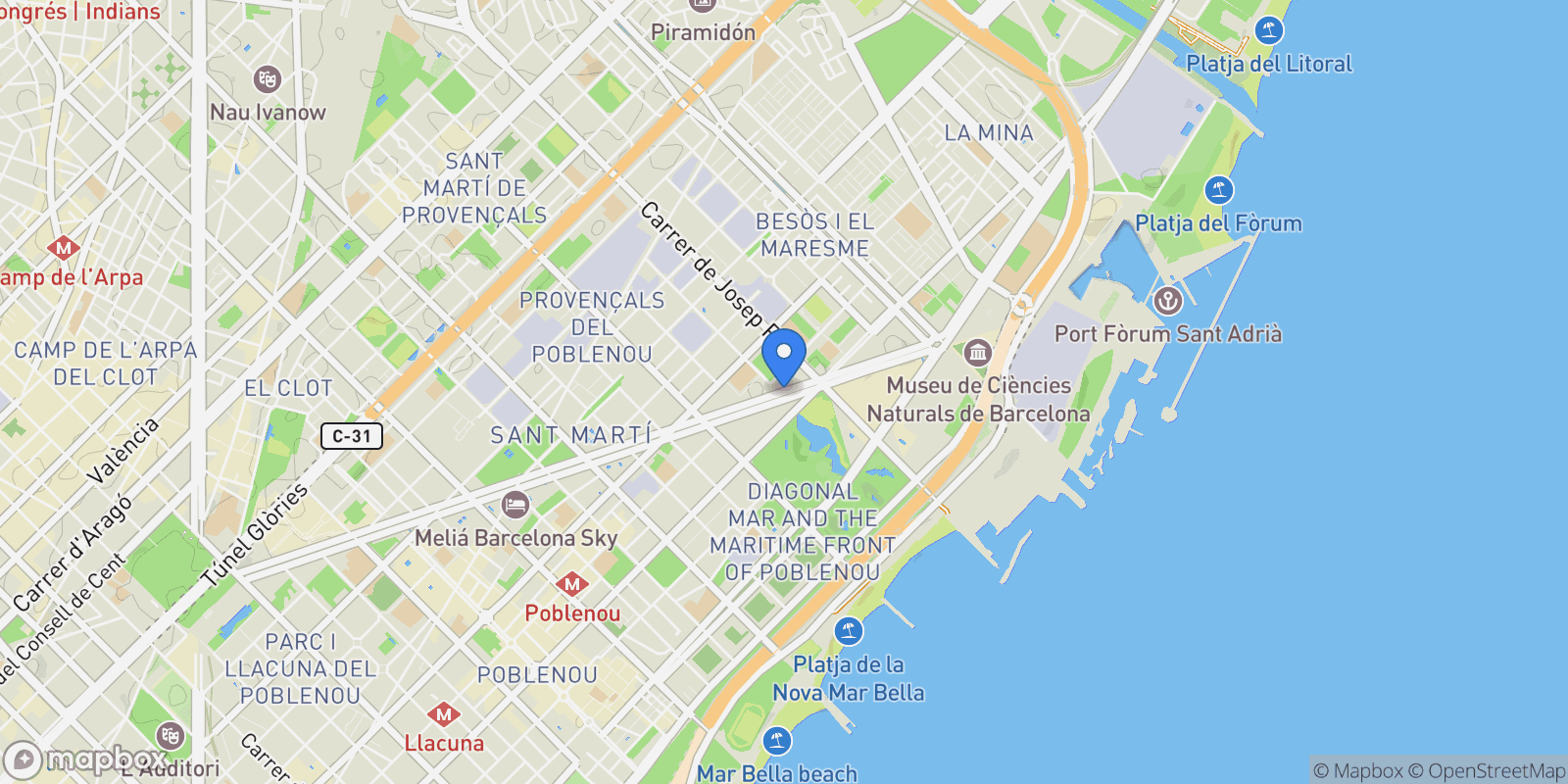 Map showing Sant Marti, Barcelona, Spain.