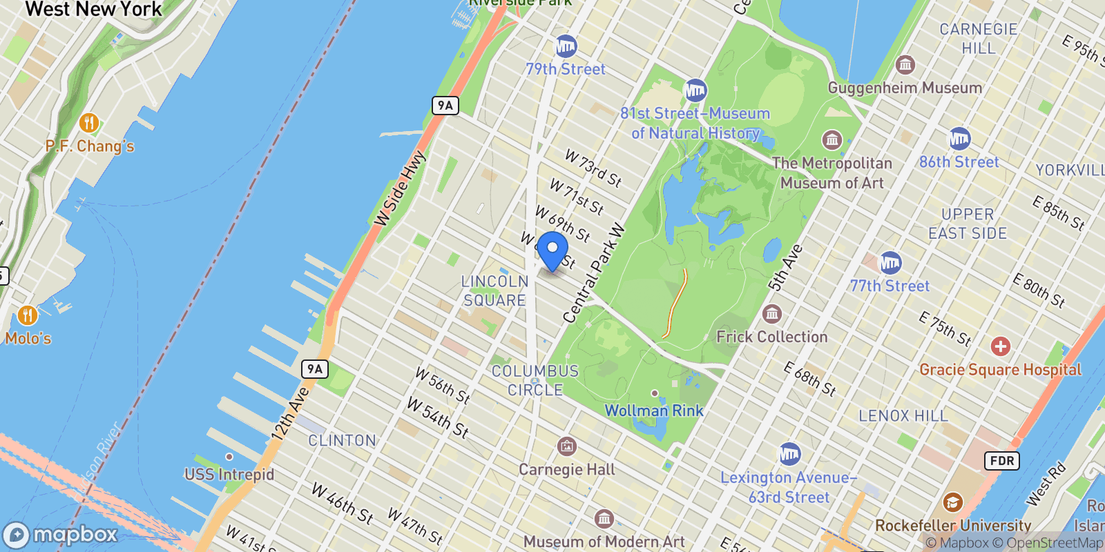 Map showing 50 WEST 66TH STREET, 50 W 66TH ST, New York, New York, United States.