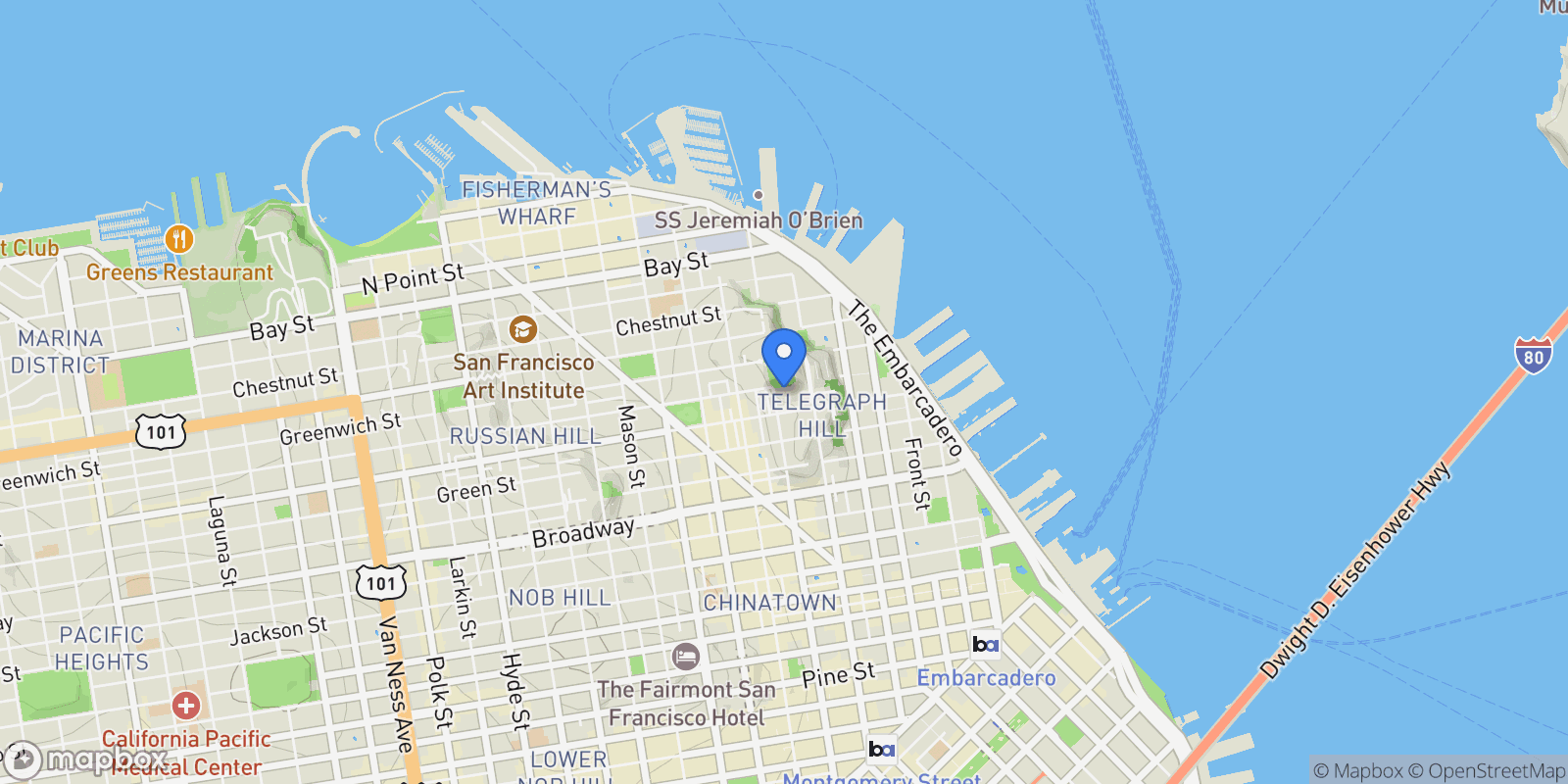 Map showing 115 Telegraph Hill Boulevard, San Francisco, California, United States.