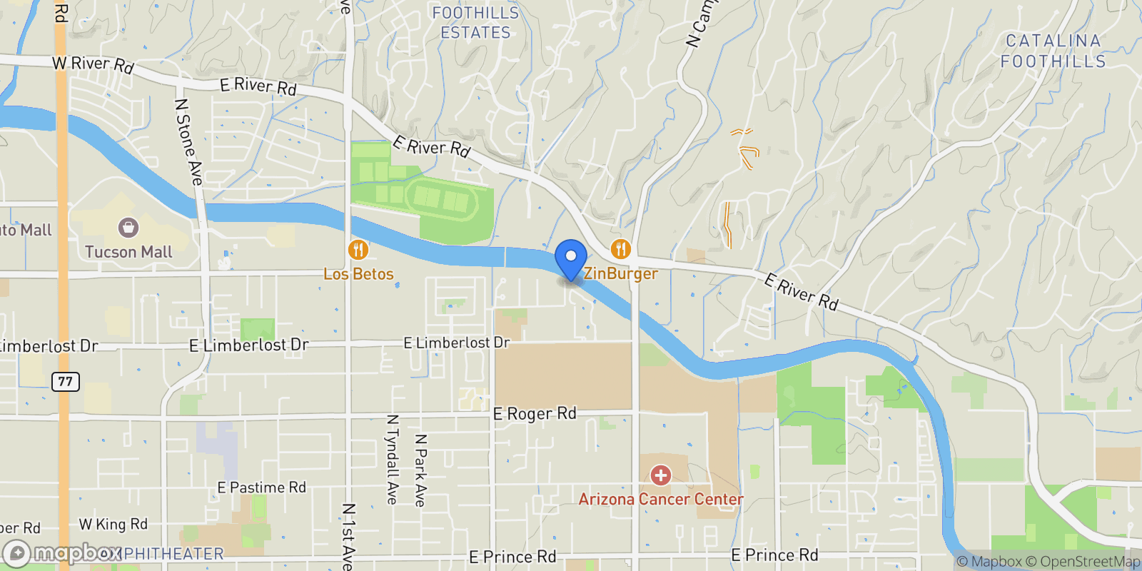 Map showing 4320 N Rillito Creek Place , Tucson, AZ 85719, Tucson, Arizona, United States.