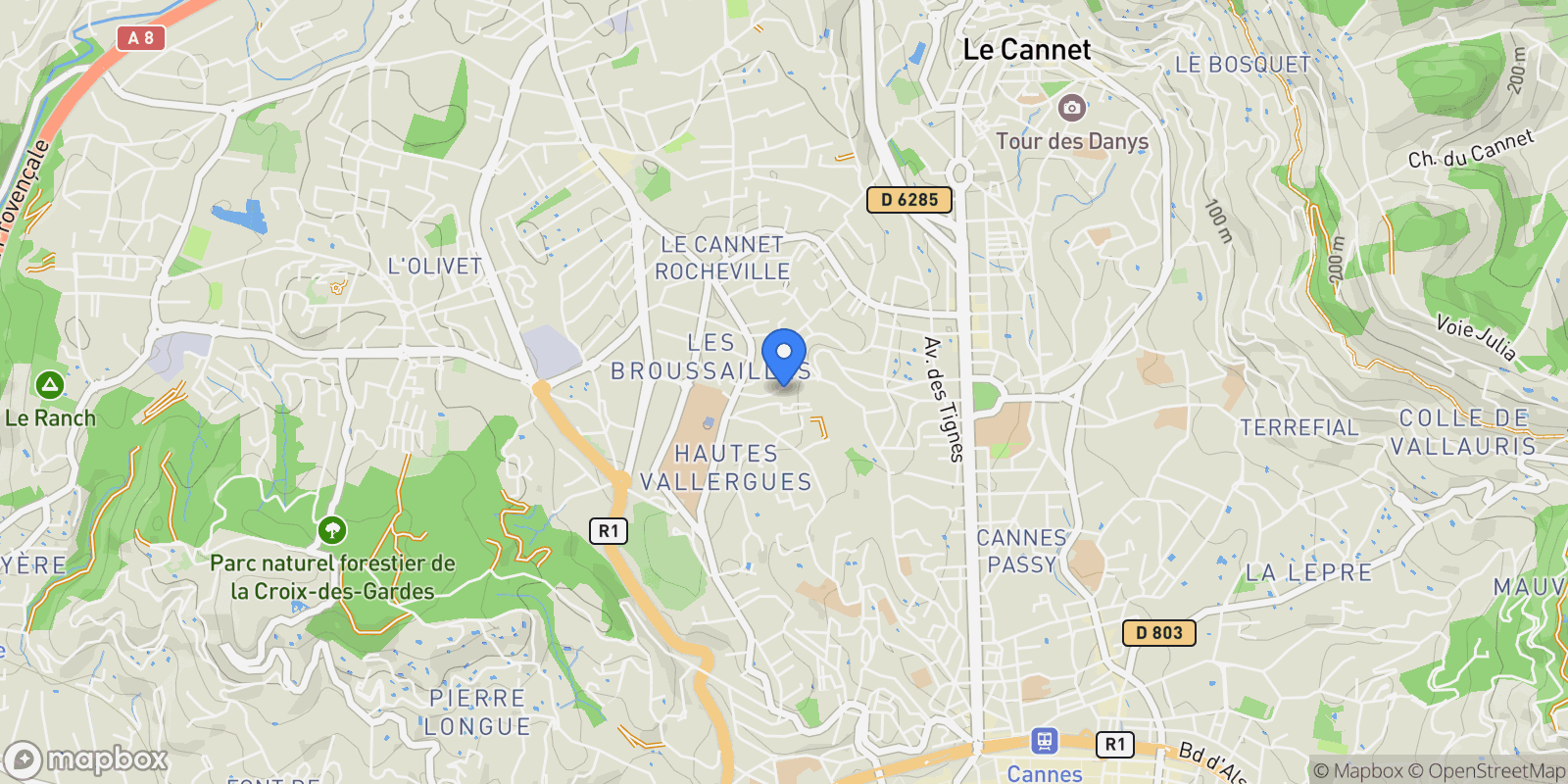 Map showing Cannes, Provence-Alpes-Côte d'Azur, France.