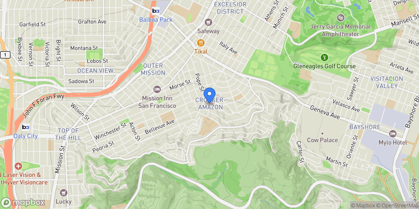 Map showing 364 Baltimore Way, San Francisco, California, United States.