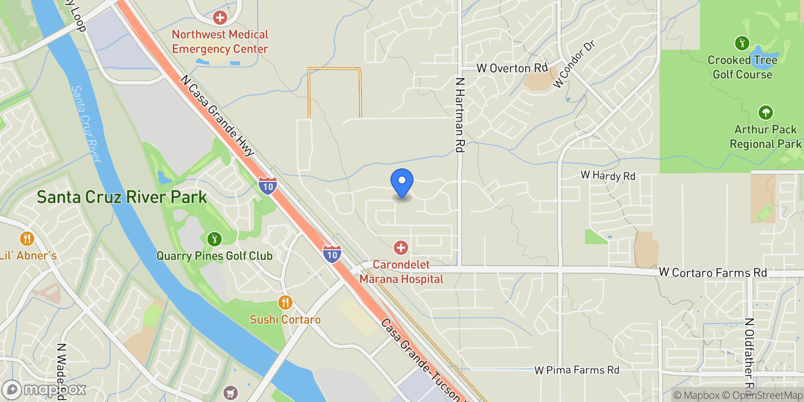 Map showing 5520 W San Francisco Trail , Tucson, AZ 85742, Tucson, Arizona, United States.