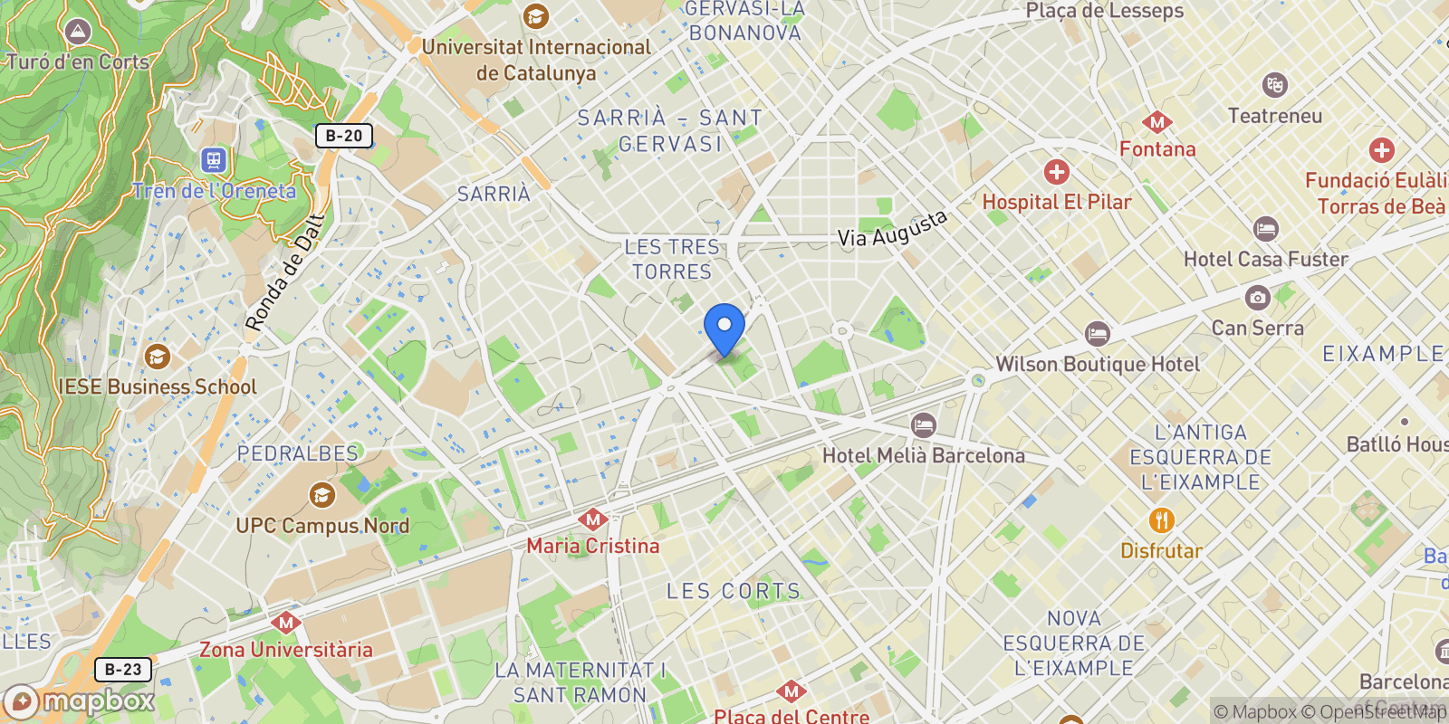 Map showing Sarria - Sant Gervasi, Barcelona, Spain.