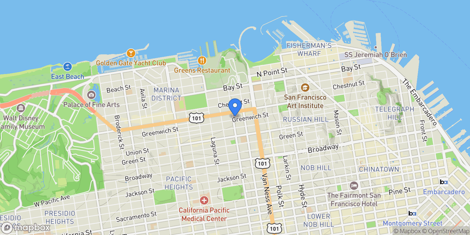 Map showing 2916-2918 Gough Street, San Francisco, California, United States.