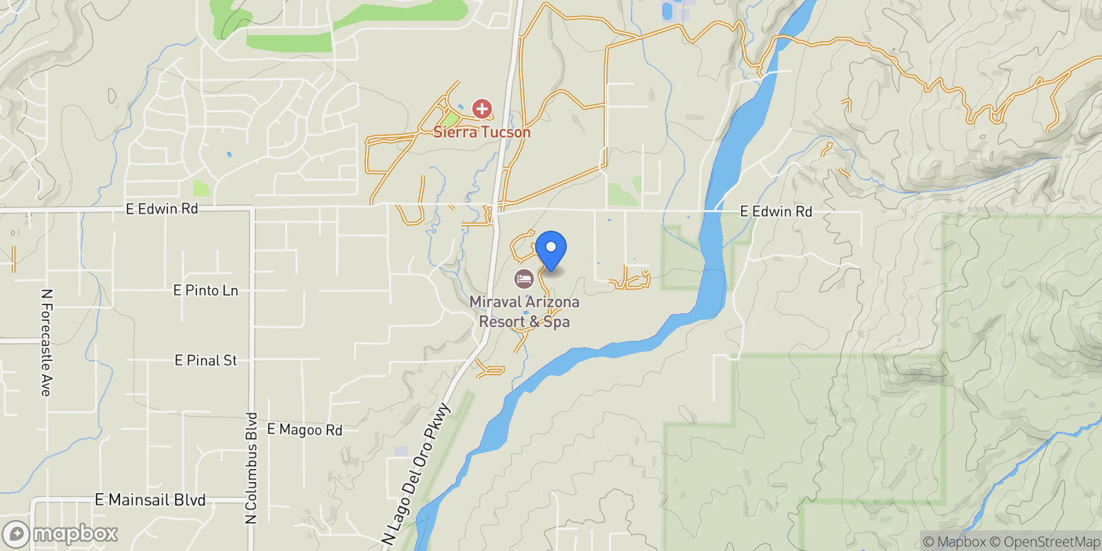Map showing 5000 E Via Estancia Miraval 9, Tucson, AZ 85739, Tucson, Arizona, United States.