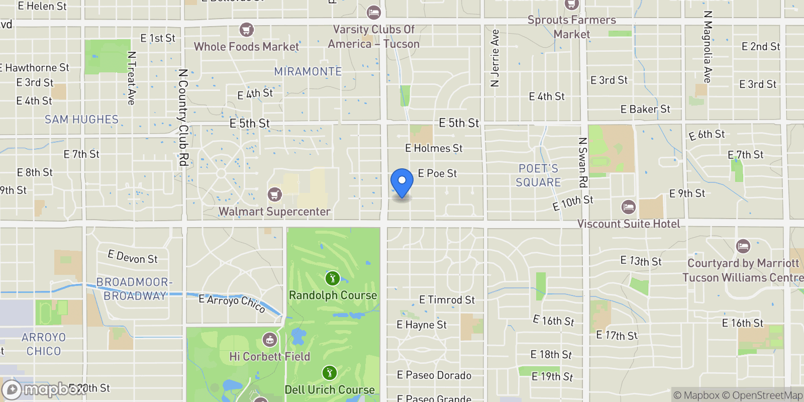 Map showing 3934 E Elmwood Street , Tucson, AZ 85711, Tucson, Arizona, United States.