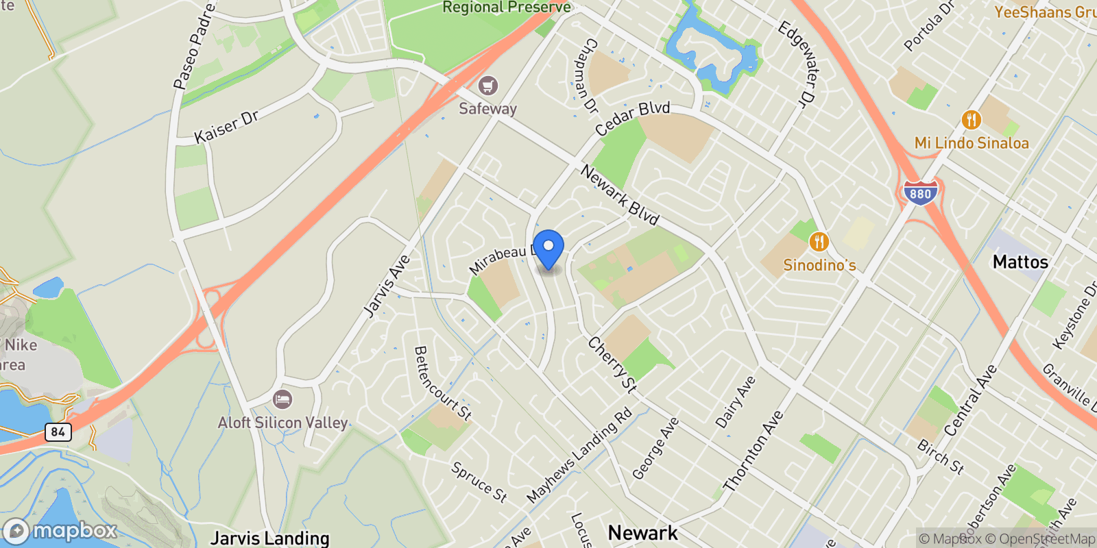 Map showing 35875 Argonne St, Newark, California, United States.