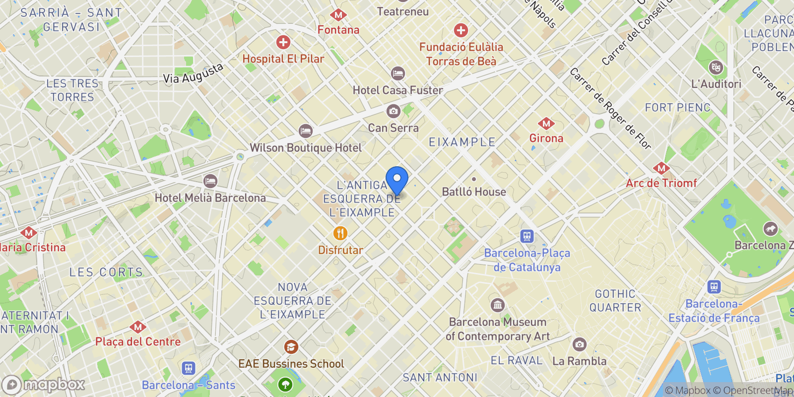 Map showing Eixample, Barcelona, Spain.