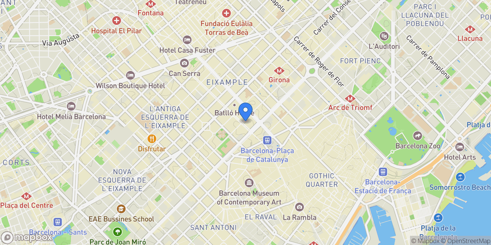 Map showing Eixample, Barcelona, Spain.
