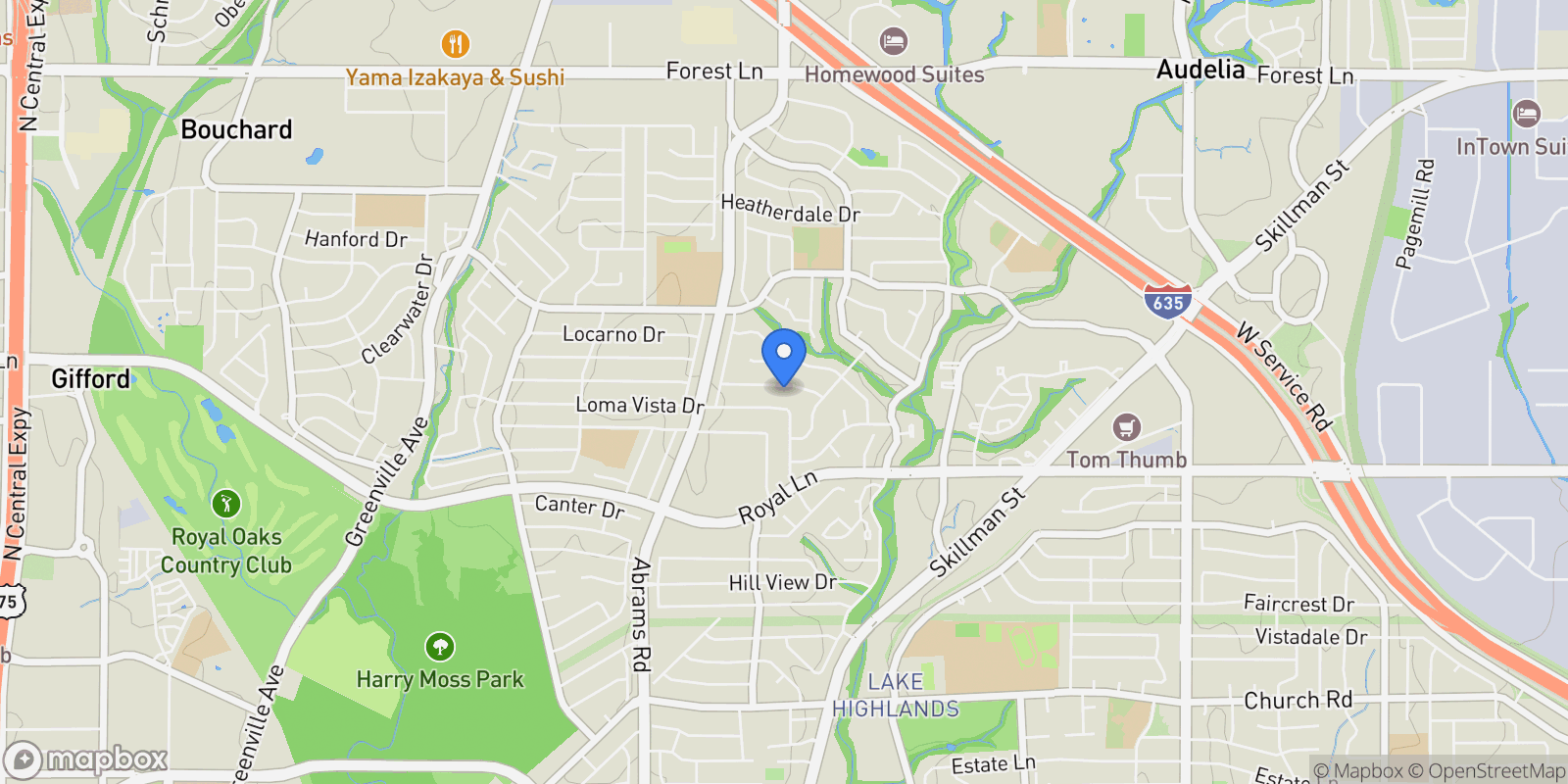 Map showing 9518 Windy Knoll Drive, Dallas, TX 75243, Dallas, Texas, United States.
