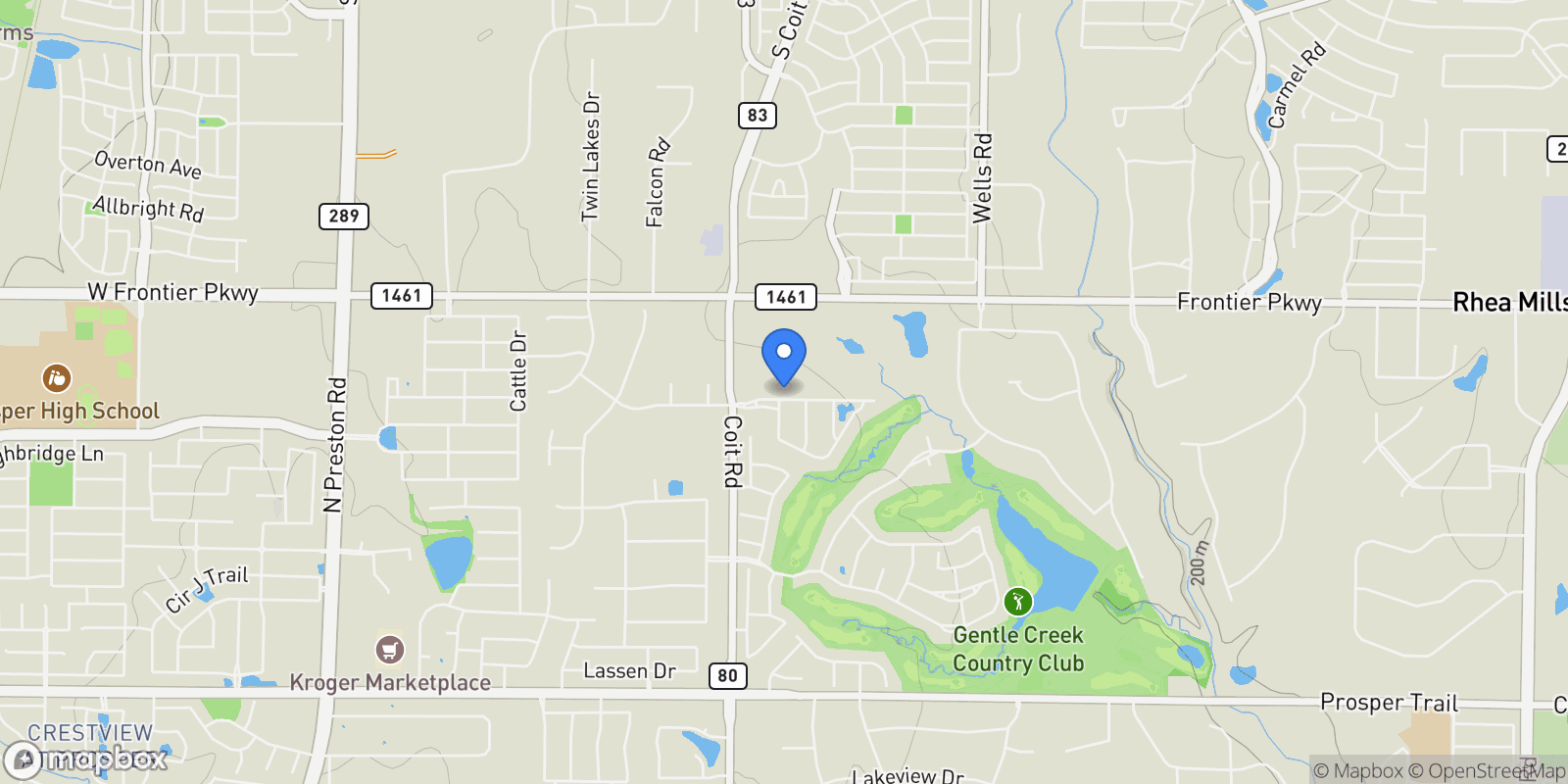 Map showing 2521 Fair Oaks Lane, Prosper, TX 75078, Prosper, Texas, United States.