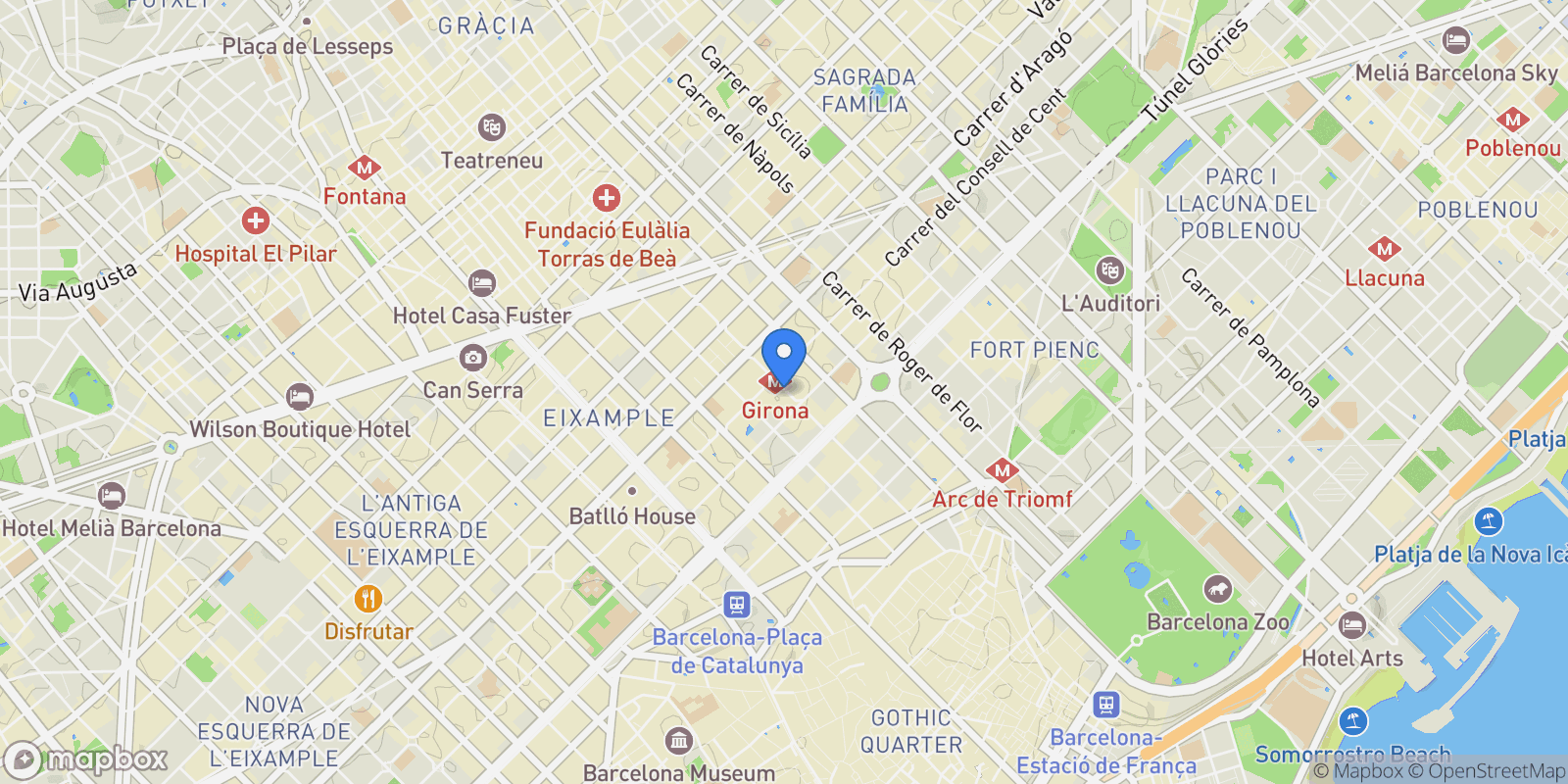 Map showing Eixample, Barcelona, Spain.